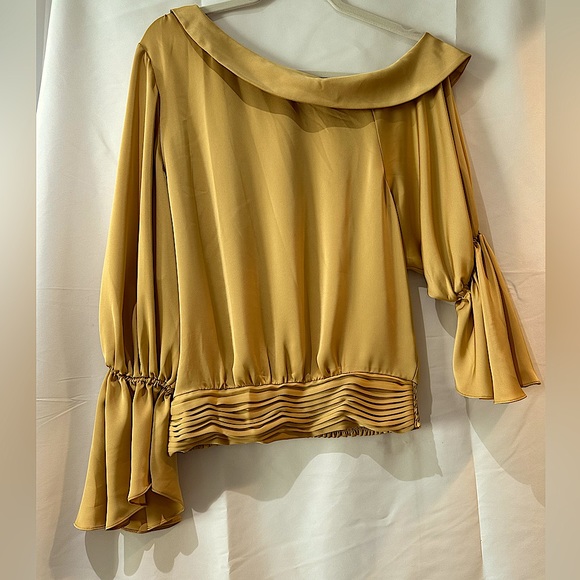 Ramy Brook Sammy Off The-Shoulder Top Gold Small - Picture 2 of 10
